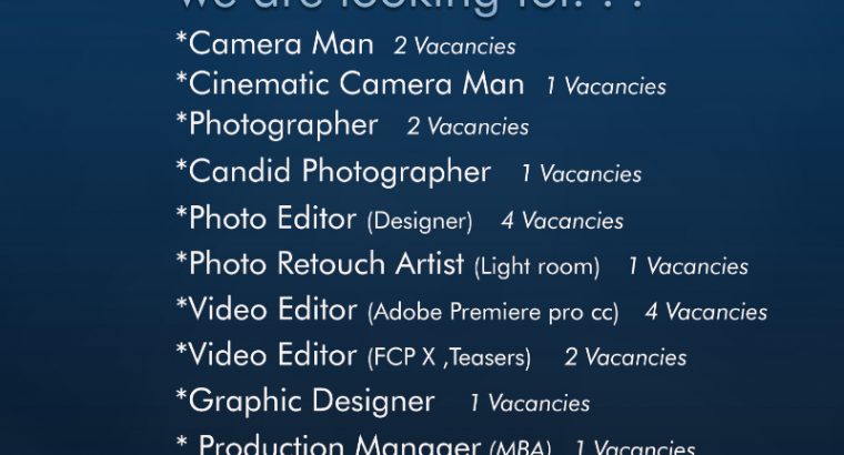 Wanted Photoshop Designers and Video editors